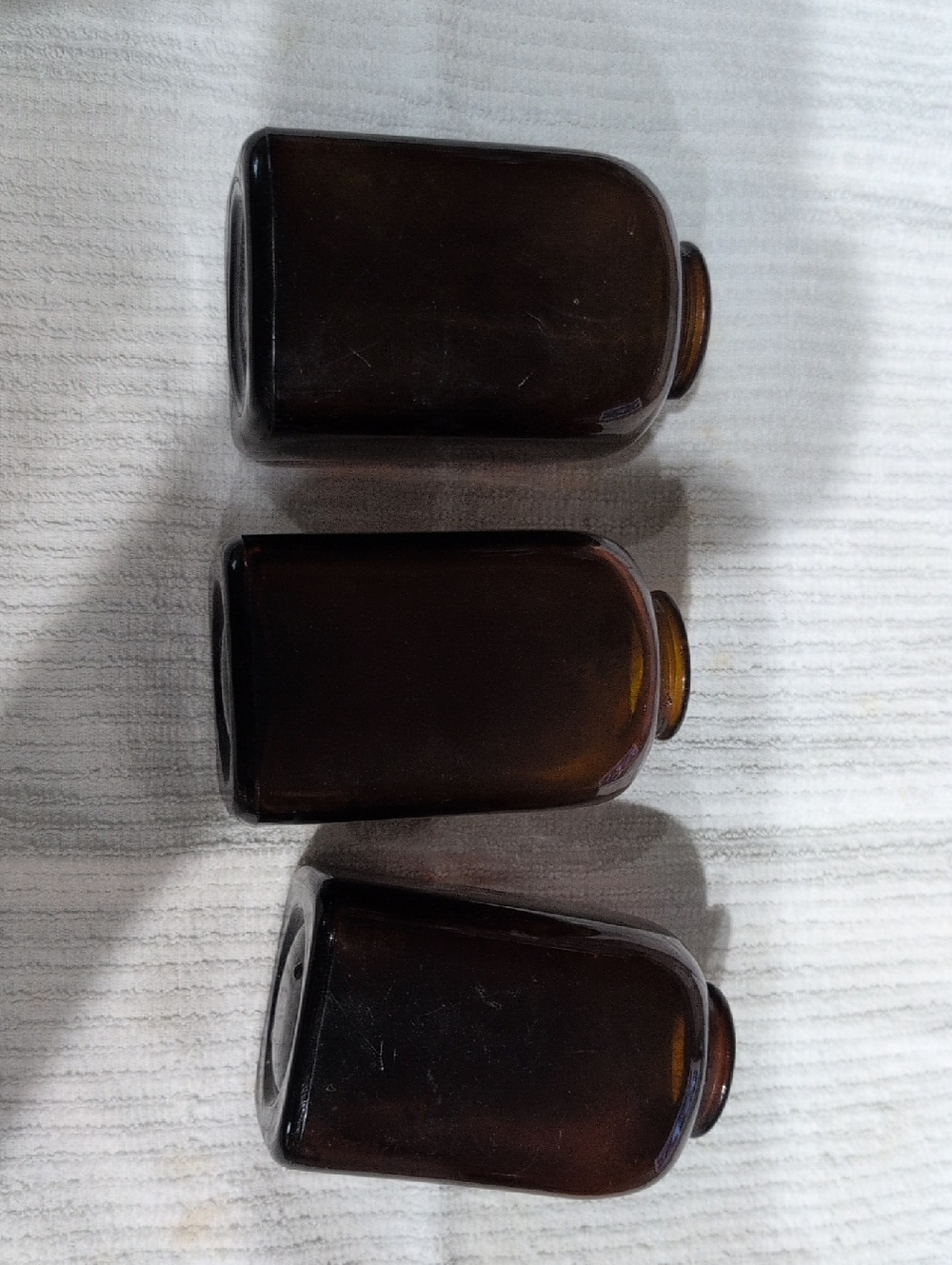 Set of 3 Amber Glass Apothecary Jars
